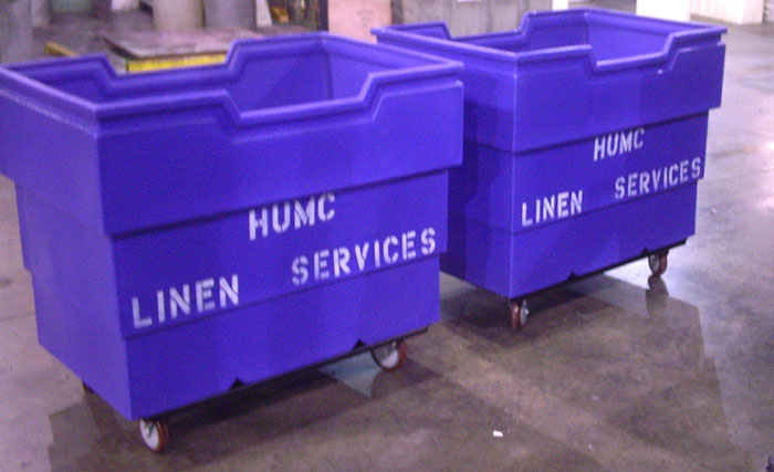 Stenciled Laundry Cart, Stenciled Recycling Carts, Stenciled Linen Carts, Stenciled Linen Trucks